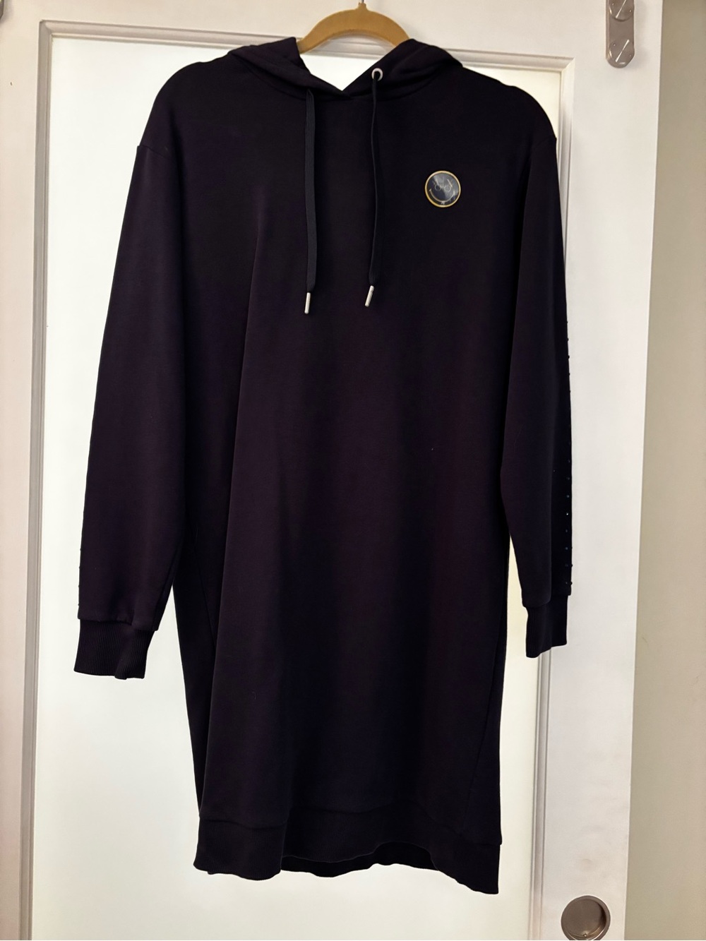 Armani Exchange Black Long-Sleeve Hoodie Dress